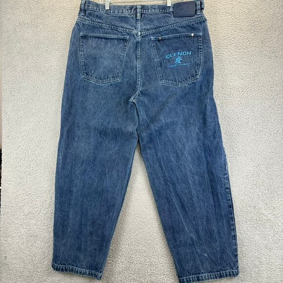 Clench Other - VTG Y2K Clench Jeans 40x32 Baggy Wide Leg Skateboard Hip Hop Raver Grunge Street